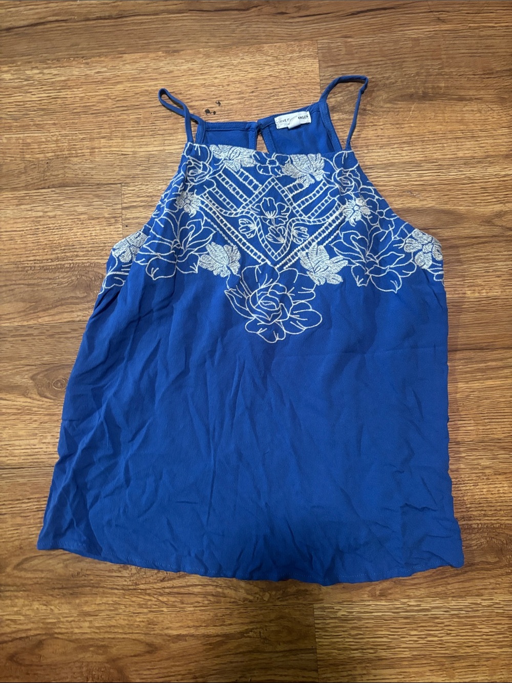 love on a hanger Royal Blue Sleeveless Floral Embroidered Camisole